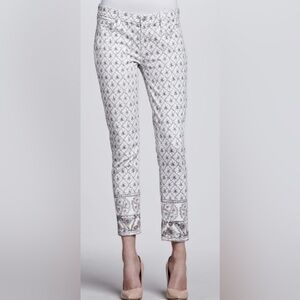 7 For All Mankind Photo Real Print Crop Skinny Jeans Silver 27